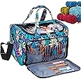 HOMEST Yarn Storage Bag, Knitting Tote with Removable Inner Dividers, Floral