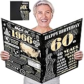Kowlone Large 60th Birthday Card for Men Women, Happy 60th Birthday Decrotations Black Gold, Giant Guest Signature Book, Back in 1966 Big Oversized Bdy Greeting Card Ideas Gift for Party Favors