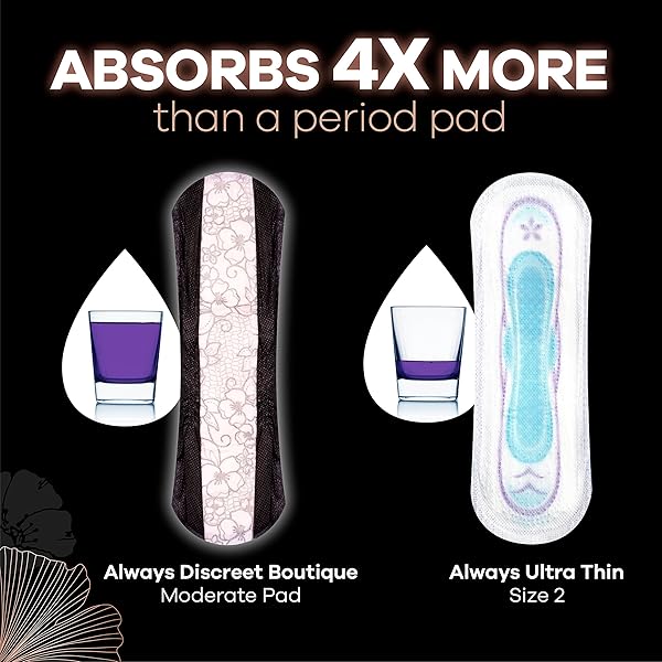 ALWAYS DISCREET BOUTIQUE INCONTINENCE PADS, SIZE 5, HEAVY ABSORPTION, LONG, 28 PADS
