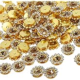 PATIKIL 12 mm Flower Claw Sew on Pearls Rhinestones, 100 Pcs Crystals Glass Metal Base Flower Claw Gems Crystals for DIY Crafts Shoes Dress Clothes Earring Belt Sewing Accessories, Brown