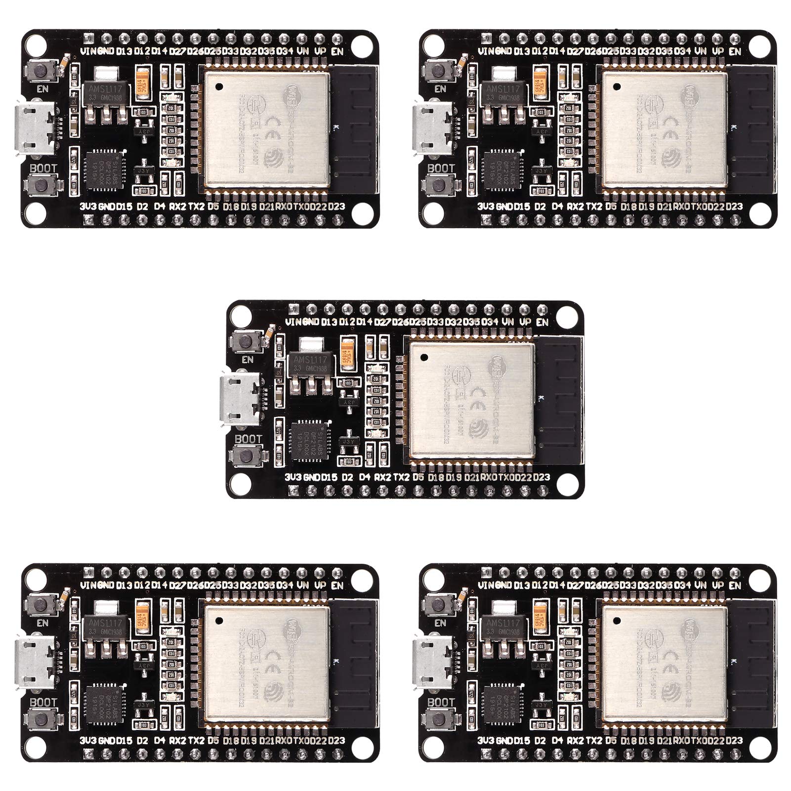 DORHEA 5PCS ESP32 ESP-32S WiFi Development Board Unassembled NodeMCU-32S Microcontroller Processor Integrated ChipCP2102
