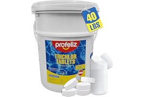 PROFELIZ Chlorine Tablets 3 Inch for Swimming Pools, Kills Bacteria and Stops Algae, Slow Dissolving,Exclusive Protective Packaging,Pool Chlorine Tablets,40LB