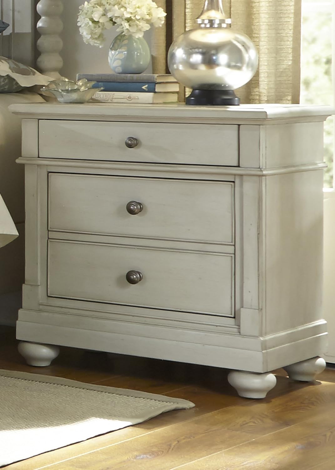 Liberty Furniture Industries Harbor View III Bedroom 2-Drawer Night Stand, 28" x 18" x 30", Dove Gray Finish