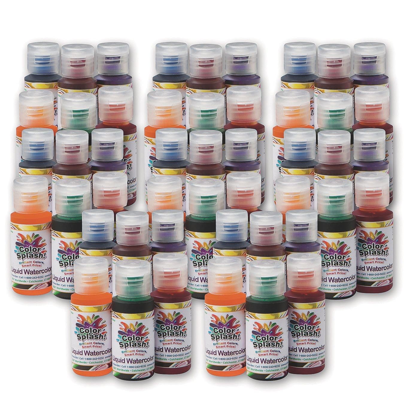 S&S Worldwide Color Splash! Liquid Watercolor Paint, 8 each of 6 Vivid Colors, 1-oz Drip-Dispense Bottles, For All Watercolor Painting, For Groups, Use to Tint Slime, Clay, Glue, Non-Toxic. Pack of 48 Image S&S Worldwide Color Splash! Liquid Watercolor Paint, 8 each of 6 Vivid Colors, 1-oz Drip-Dispense Bottles, For All Watercolor Painting, For Groups, Use to Tint Slime, Clay, Glue, Non-Toxic. Pack of 48 Image