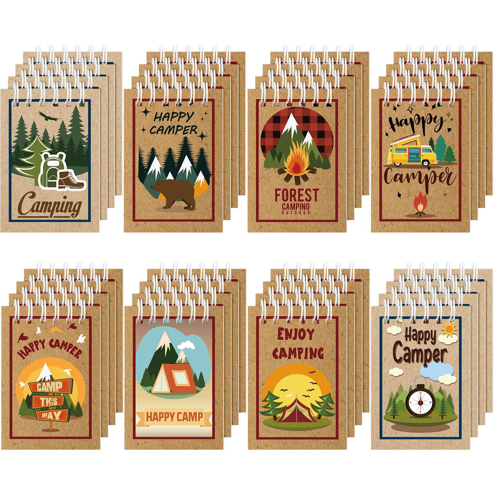Photo 1 of Eaasty 32 Pack Camp Party Favors Adventure Mini Notepads Spiral Pocket Memo Notepads Wild Adventure Camping Small Notebooks for Kids Summer Sleepaway Party Favors Teacher Classroom Rewards Supplies