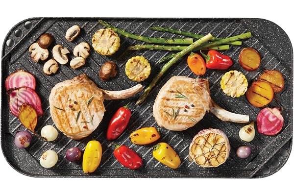 Starfrit The Rock 50x28cm (19.7" x 11") Non-Stick Reversible Grill & Griddle - Durable Forged Aluminum - Oven Safe - PFOA Fre
