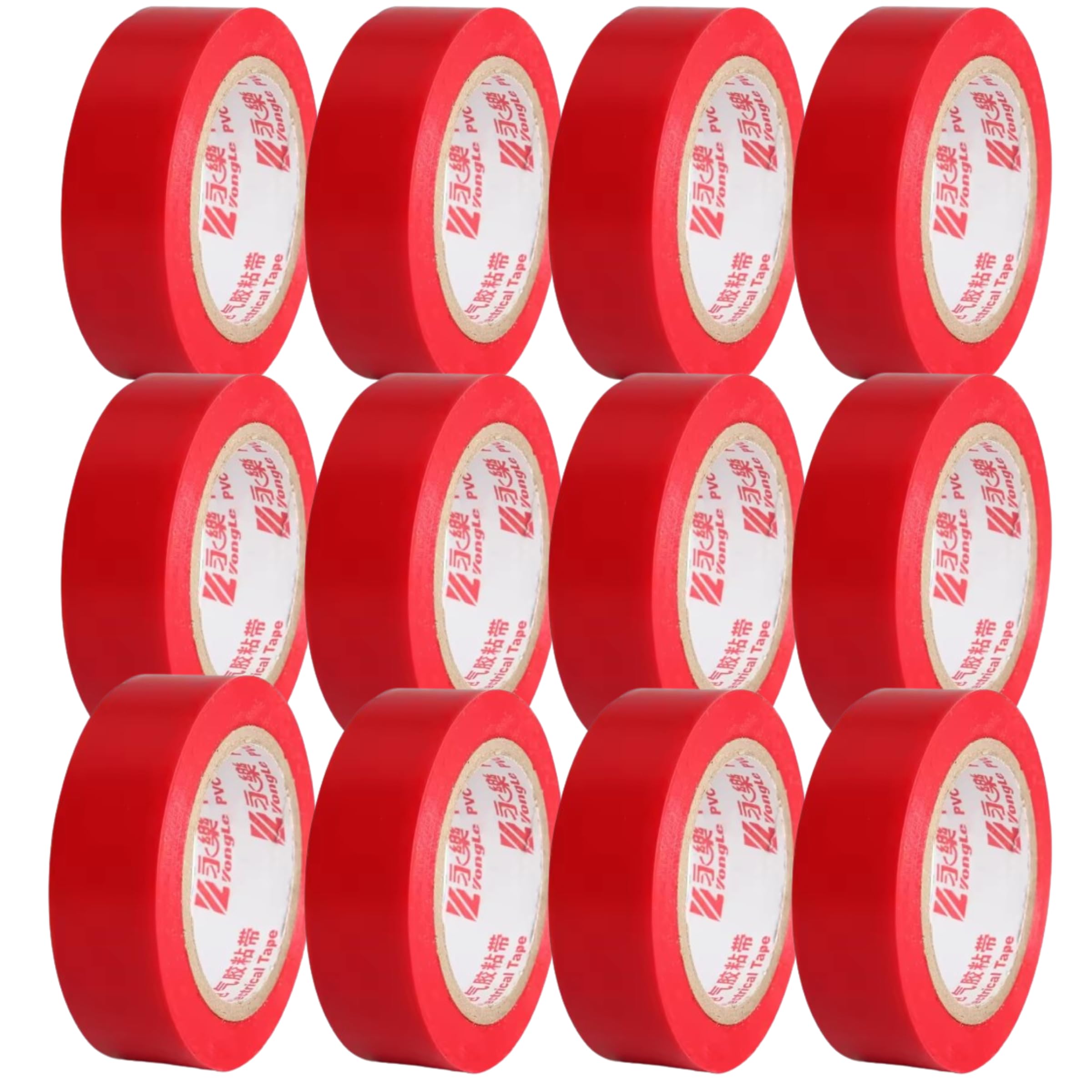 HomeBerg Red Electrical Tape - 19mm x 10m, Moisture & Heat Resistant, PVC Strong Self-Adhesion, Multipurpose Insulation Tape for Electric Wires, DIY (Red, 12 Pack)