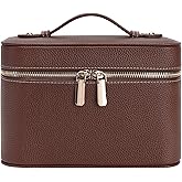 idoltimes Makeup Case for Women, Leather Makeup Bag Cosmetic Case with Removable Divider, Large Capacity Waterproof Portable Travel Toiletry Make up Organizer Case