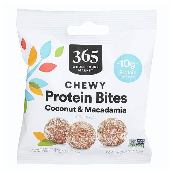 365 BY WHOLE FOODS MARKET, COCONUT MACADAMIA PROTEIN CHEWY BITES, 1.58 OUNCE