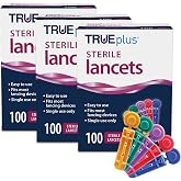 TRUEplus Single-Use Sterile Lancets Bundle, 33G, 300 Pack | Blood Lancets (Sterile, 33G, 4 cm total length) and TRUEplus Log Book, Supplies for Blood Glucose Testing at Home