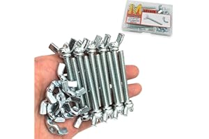Matrelt 20 Pcs 1/4"-20 x2 Wing Screw Bolts and Wing Nut Kit Butterfly Screws and Nut with Hand Twist Tighten Wing Head Zinc Plated Hardware Fitting Fastenings Assortment Kit
