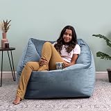 icon Natalia Velvet Bean Bag Chair, Mineral Blue, Large Adult Armchair view 2