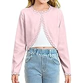 NikNio Girls Cardigan Long Sleeve Sweet Knit Bolero Shrug for Kids Button Closure Cardigan Sweaters 4-13 Years