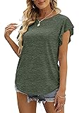 MIROL Women's Ruffle Sleeve Tops Summer Casual