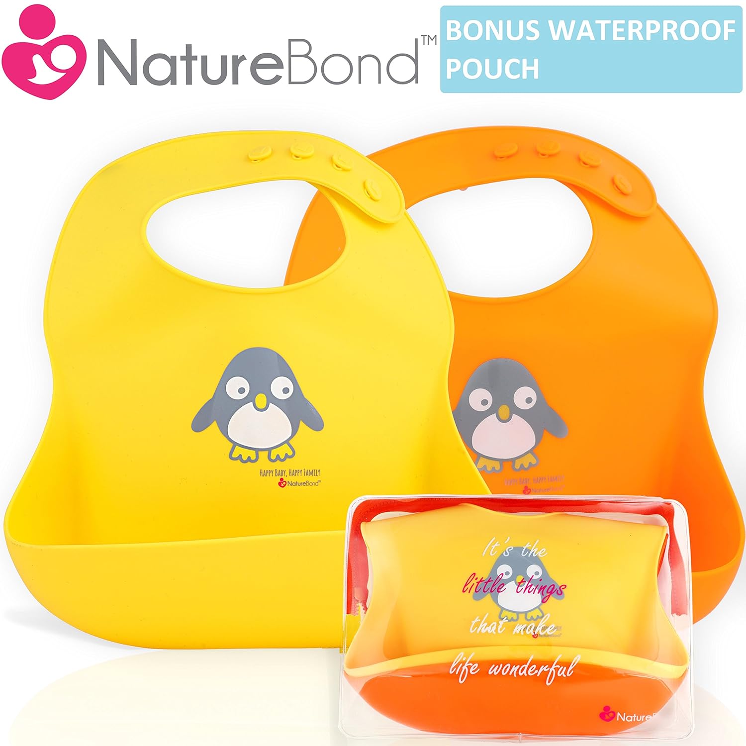 Waterproof Silicone Bibs with Pouch