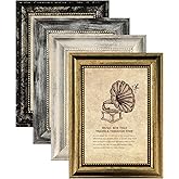 TKYGU 4x6 Picture Frames Set of 4- Rustic Retro Photo Frame with Real Glass Wall Mount and Tabletop Display Family Friends Wedding Gift