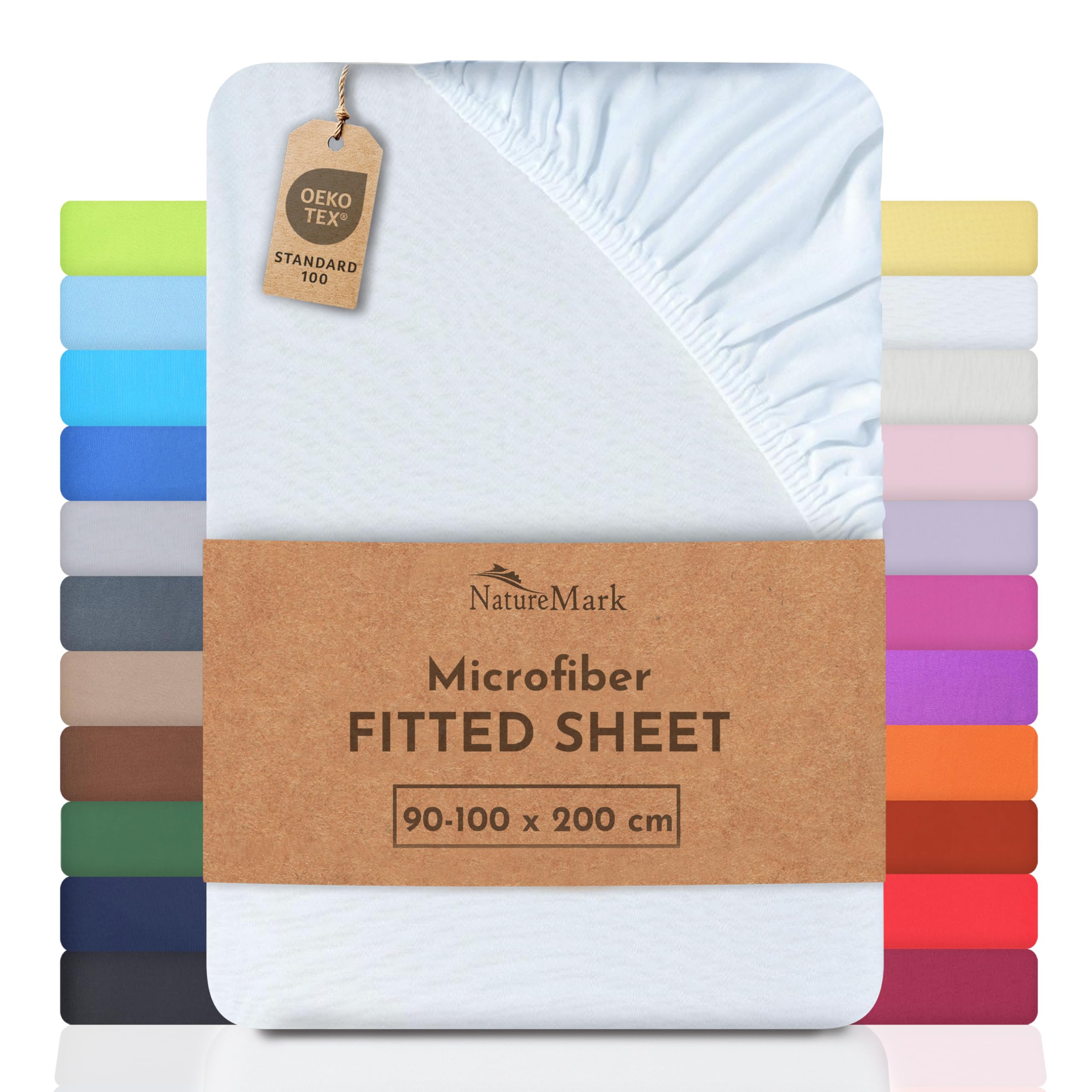 NatureMark Microfiber Fitted Sheet – Soft, Breathable & Comfortable – With Elastic Band – 90 x 200 cm – White — image 1
