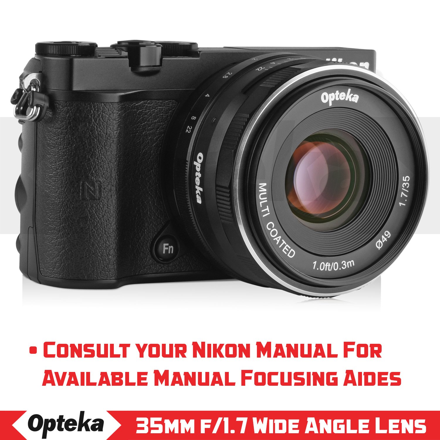 Amazon.com : Opteka 35mm f/1.7 HD MC Manual Focus Prime Lens for Nikon 1  Mount CX Format Digital Cameras : Camera & Photo