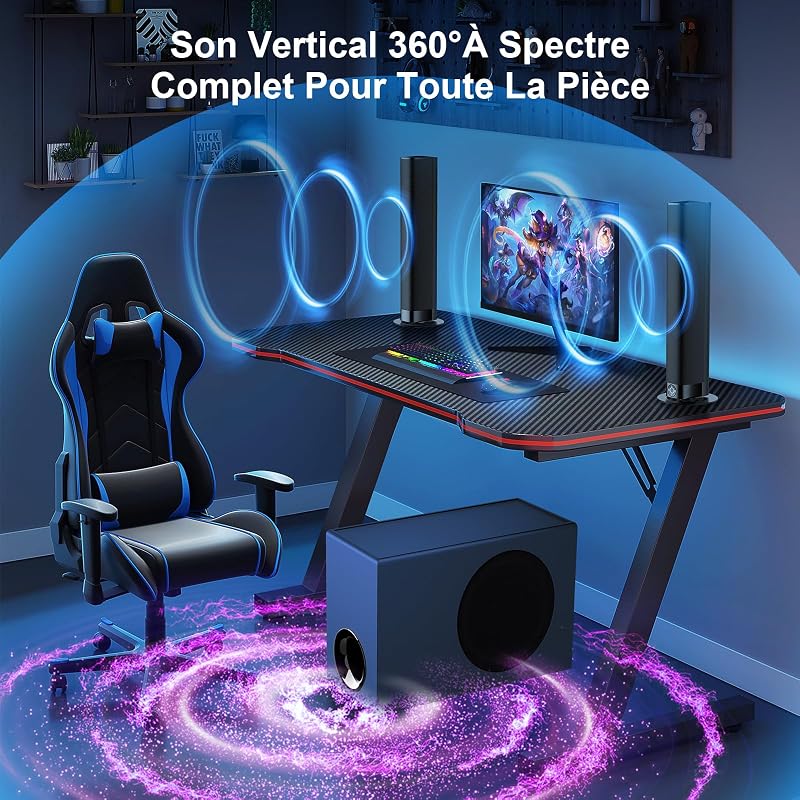 Barre de Son pour Téléviseur avec Caisson de Basses, 110W Home Cinema avec Deep Bass&Volume Boost&3 Modes d'égalisation, Bluetooth 5.3/Arc/Opt/AUX, Surround System pour TV/PC/Projecteur — photo 2 sur 8