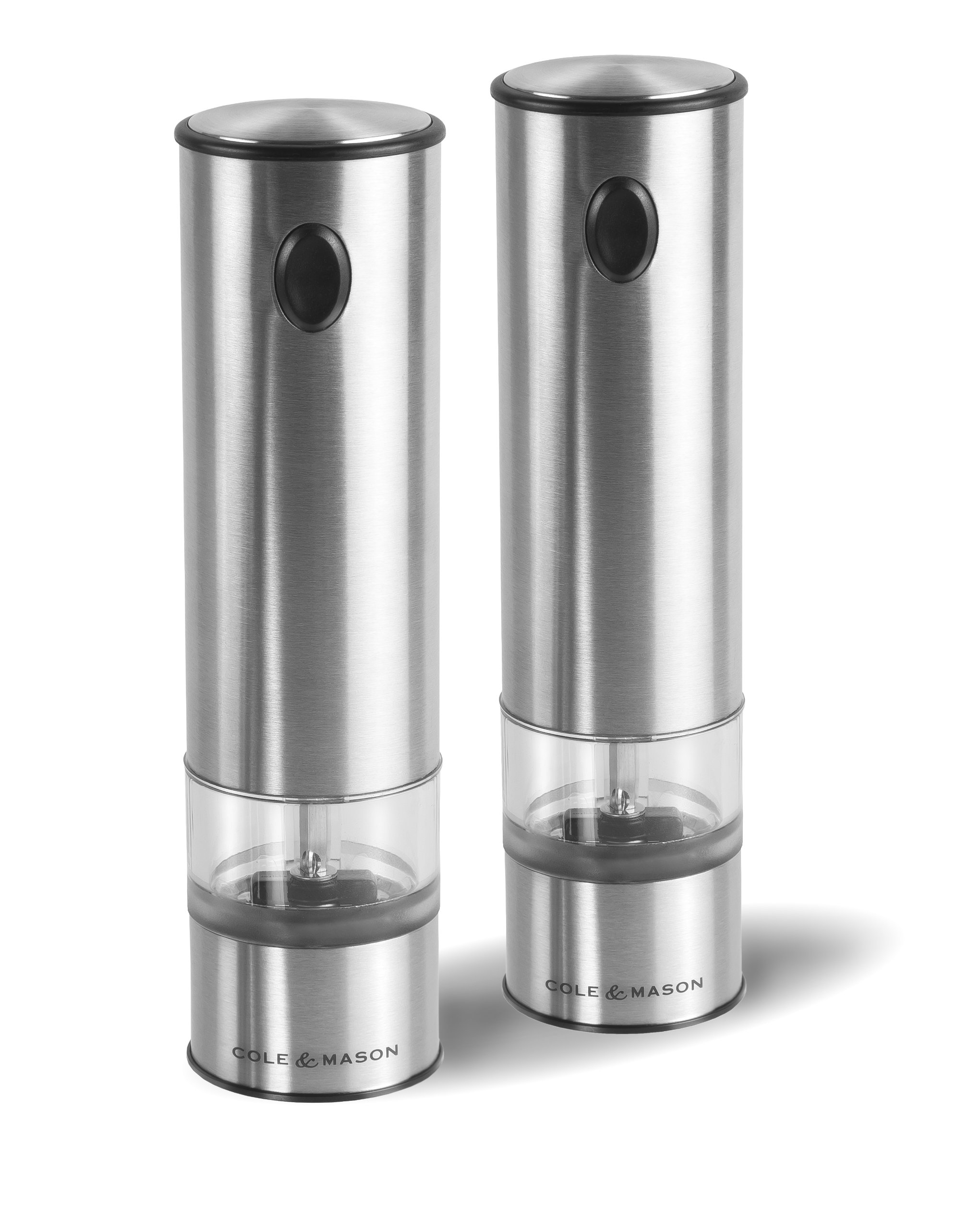 Photo 1 of Cole & Mason H3004480 Battersea Salt and Pepper Mills | Electronic | Stainless Steel/Acrylic | 210mm | Gift Set | Includes 2 x Electric Salt and Pepper Grinders | Lifetime Mechanism Guarantee