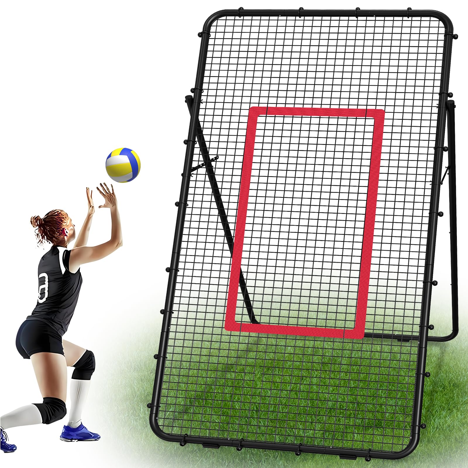 Photo 1 of Adjustable Volleyball Net 7x4 Ft,Volleyball Training Equipment for Lacrosse, Baseball, Soccer,Tennis,Backyard Volleyball Rebounder Hitting Serving Passing Spike Practice