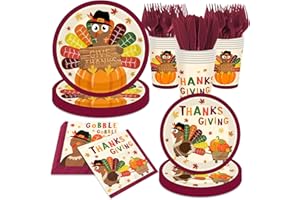 Dydamud Turkey Thanksgiving Paper Plates and Napkins Party Supplies Kit, Turkey Theme Fall Plates and Napkins for Thanksgiving Party Decorations, Serve 24