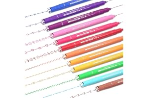 AOROKI 12 Colored Curve Highlighter Pen Set, 10 Different Shapes Dual Tip Markers Cool Pens for Journal Planner Scrapbook Art Office School Supplies for Kids Adults Journaling Drawing Note Taking
