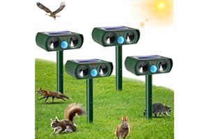 JAHYELEC 2025 Upgraded Solar Animal Repellent, Ultrasonic Animal Repeller Outdoor with Motion Sensor Cat, Squirrel, Deer, Dog, Raccoon, Skunk, Rabbit, Coyote Deterrent for Yard, Garden, Patio (4)