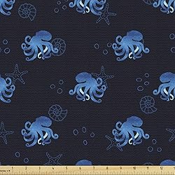 Ambesonne Octopus Fabric by The Yard, Watercolor