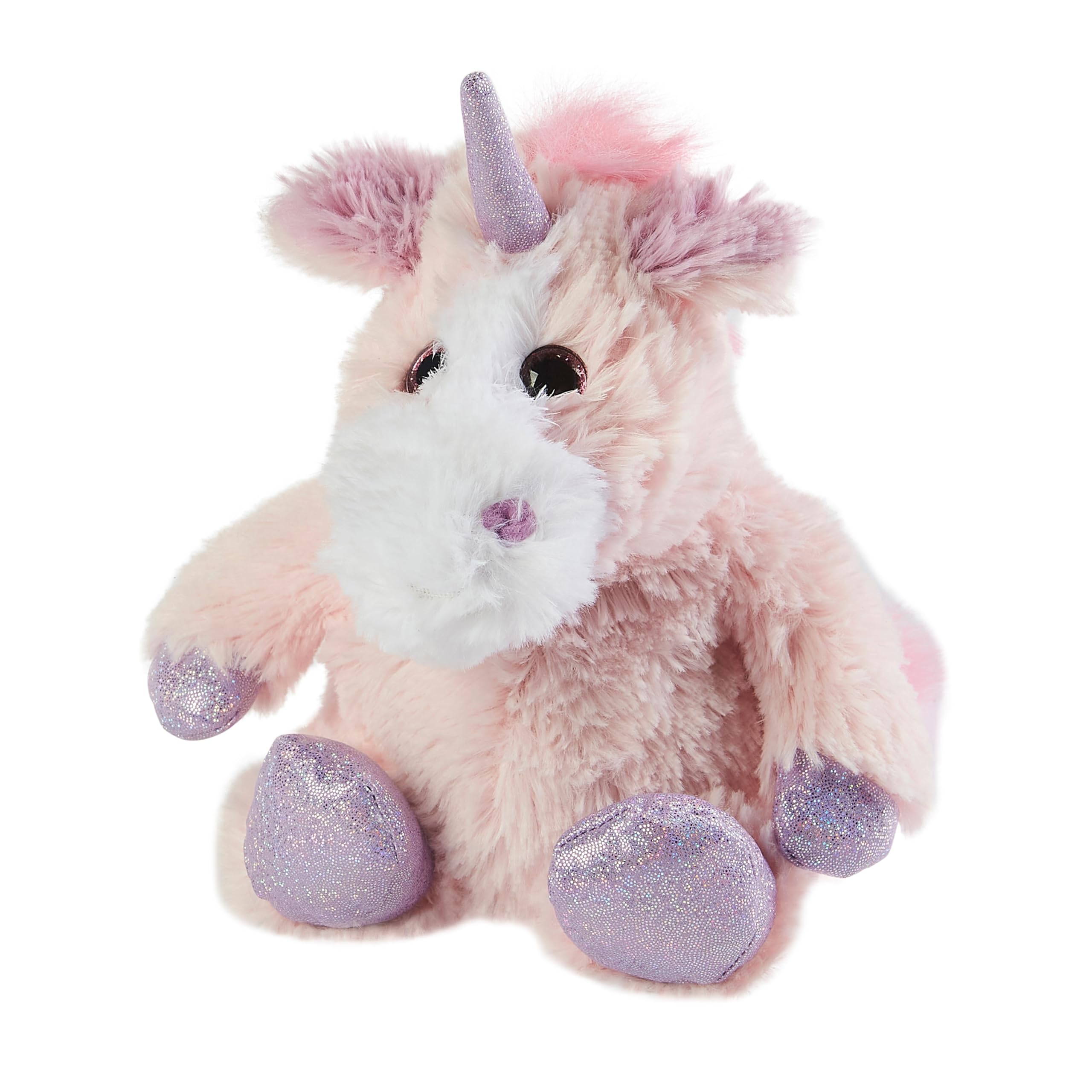 Warmies Junior Sparkly Pink Unicorn Plush, Fully Heatable and Weighted Teddy Slightly Scented with Dried French Lavender, Chill in The Freezer or Heat in Microwave