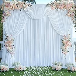 8 Panels White Backdrop Curtains for Wedding Party