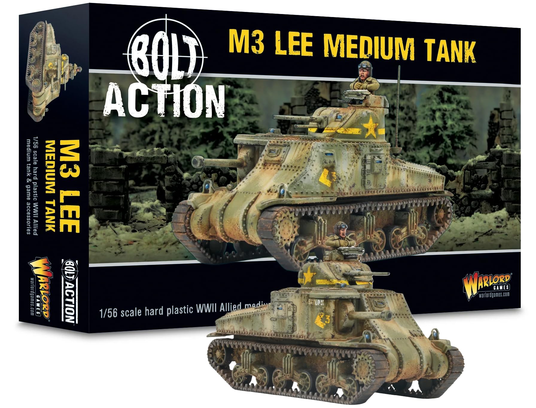 Warlord Games M3 Lee Medium Tank - 1:56 / 28mm US Army Plastic Scale Model Tank for Bolt Action Highly Detailed World War 2 Miniatures
