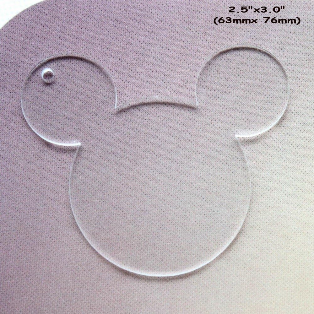 10pcs/lot Blank Clear Acrylic Mouse Head Charms, Plexiglass Laser Cut Blank Keychain Necklace DIY Accessory 1/8" Thickness (3")