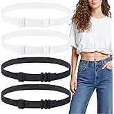 Josojoou 4PCS Crop Tuck Band Women, Shirt Tuck Band Women, Adjustable Bands, Crop Bands for Tucking Shirts,for Shirts, Sweaters, And Jeans (Black, White)