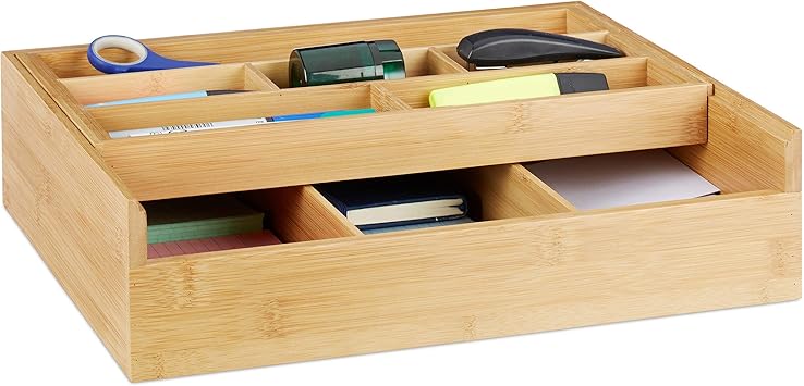 Amazon Com Relaxdays Bamboo Sorting Tray 9 Compartments Drawer
