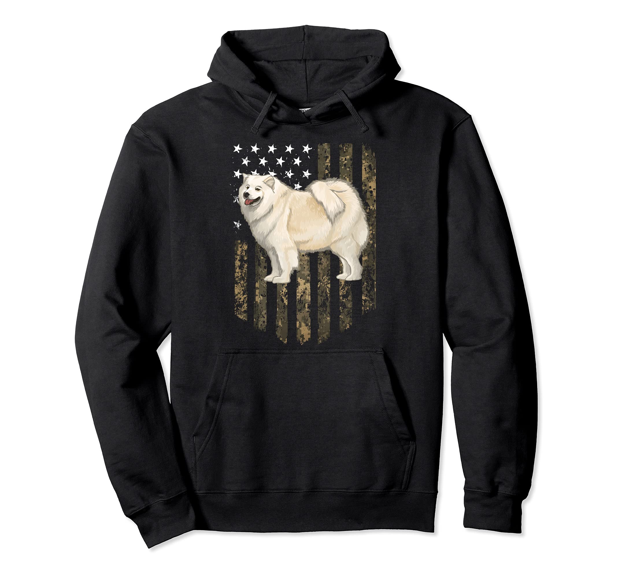 Camo American Flag Samoyed 4th Of July USA Pullover Hoodie