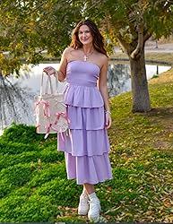 ZESICA Women‘s Summer Boho Strapless Maxi Dress