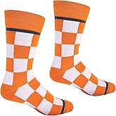 Tennessee Checkerboard Orange and White Men's Socks | Apparel Gift for Tennessee Vols | University of Tennessee Socks | Gift for TN Volunteer Fans and Alumni