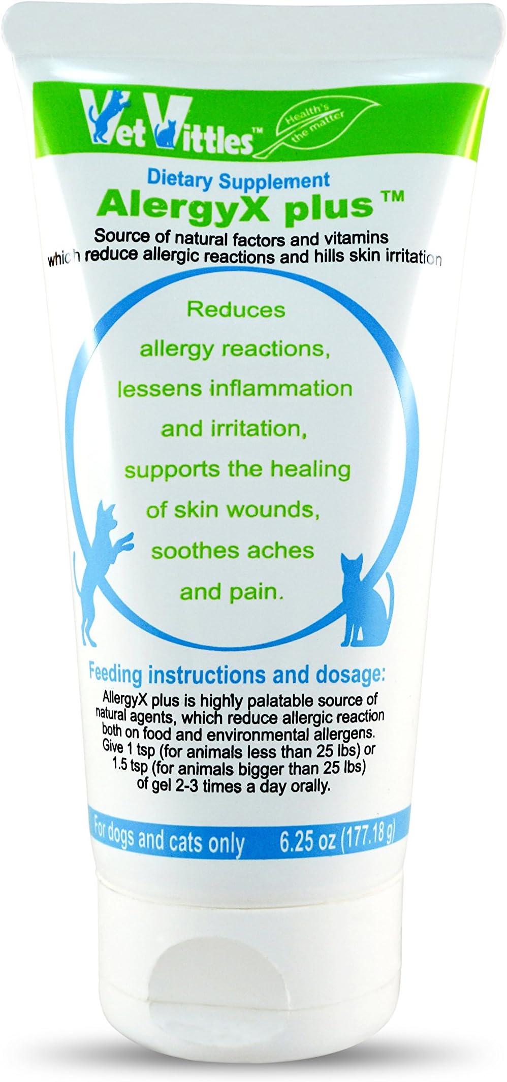 VetVittles AllergyX Plus - Natural Anti-Allergy Aid & Relief Supplement with Organic Herbs for Dogs and Cats - Reduces Allergic Reactions and Soothes Itchy Skin, Gel Formula, Made in USA, 6.25 oz