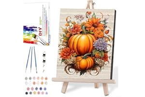 MIRCVSH Fall Paint by Numbers for Adults with Framed Canvas-with Wooden Easel,Paint by Numbers Kits Framed Canvas,DIY Acrylic Oil Painting Kits with Brushes Nice Gift Box for Home Wall Decor(12x16 Inch)