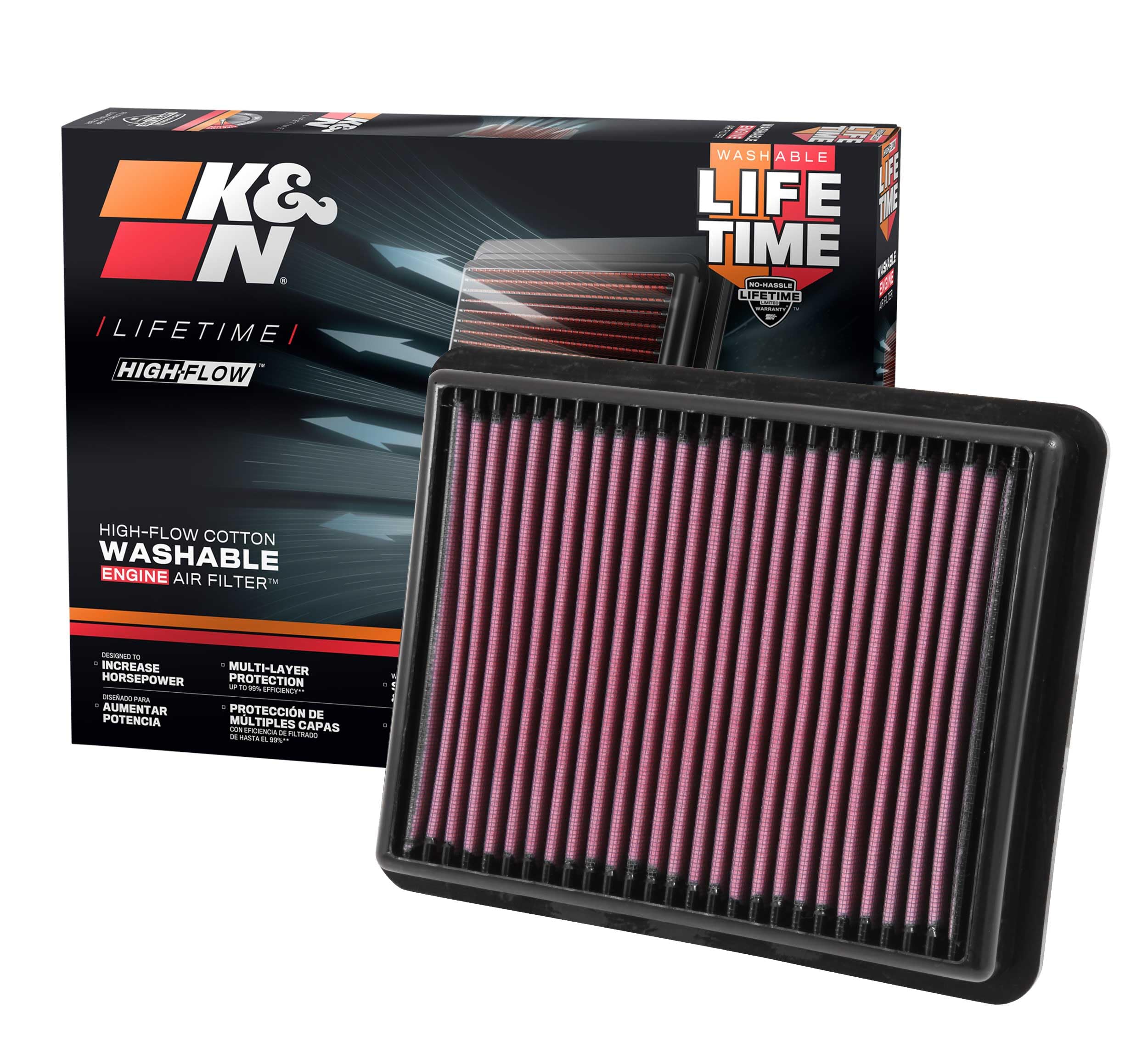K&N Engine Air Filter: High Performance, Premium, Washable, Panel Filter: 2012-2019 (CX-5, CX-9, 6, 2, Atenza, Axela, 33-3024