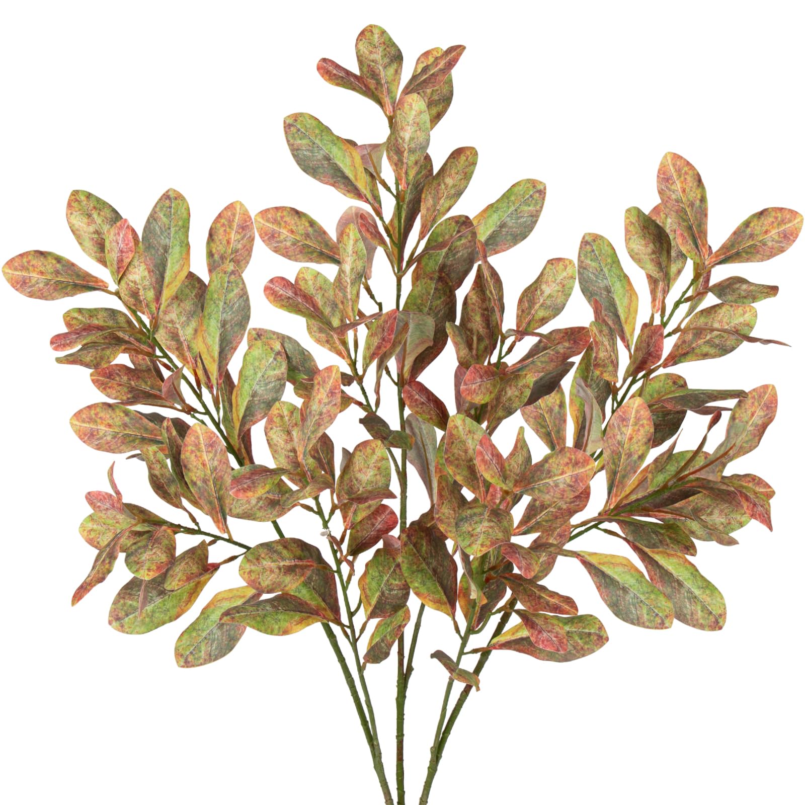 Photo 1 of 3PCS Artificial Greenery Stems 31.5 Inch Fall Faux Branches for Vase Fake Pittosporum Tobira Leaves Branches Long Stems Plants Leaf Bushes for DIY Floral Arrangement Bouquets Party Home Decor Yellow