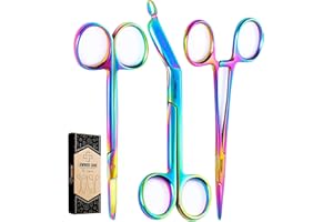 LawMed Care Medical Scissors - EMT and Trauma Shears - Nursing and Surgical Scissors - Stainless Steel Bandage Scissors for Nurses (Multicolor, 5.5" Set)