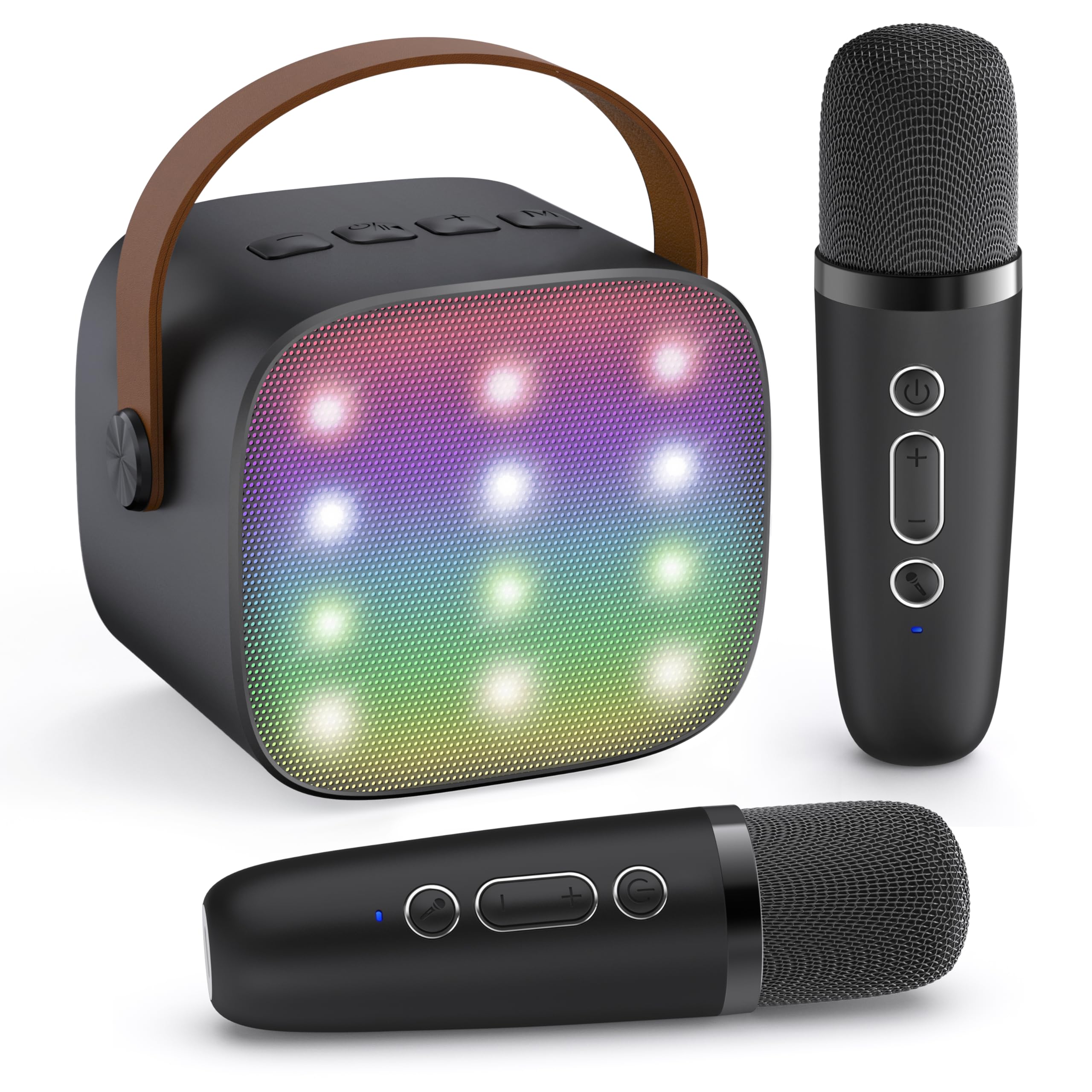 YLL Mini Kids Karaoke Machine With 2 Wireless Mics - Portable Singing Toy For Ages 3-12 (Purple)