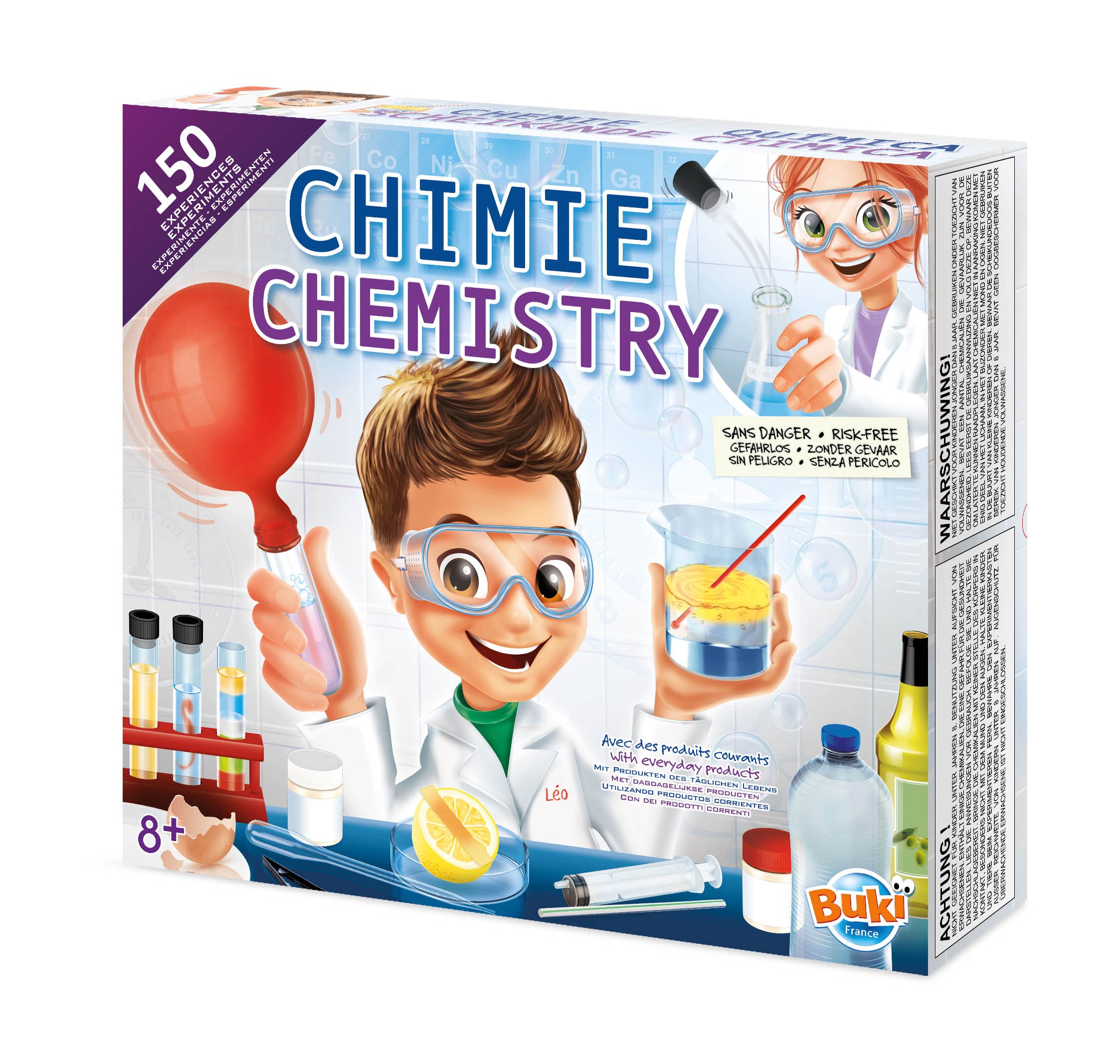 Buki Kids Chemistry Set - Lab Kit 150 Experiments – Safe Science Using Kitchen Ingredients with Test Tubes, Goggles & Accessories – Educational Chemistry Experiment Kit, Girls & Boys Ages 8+ Years