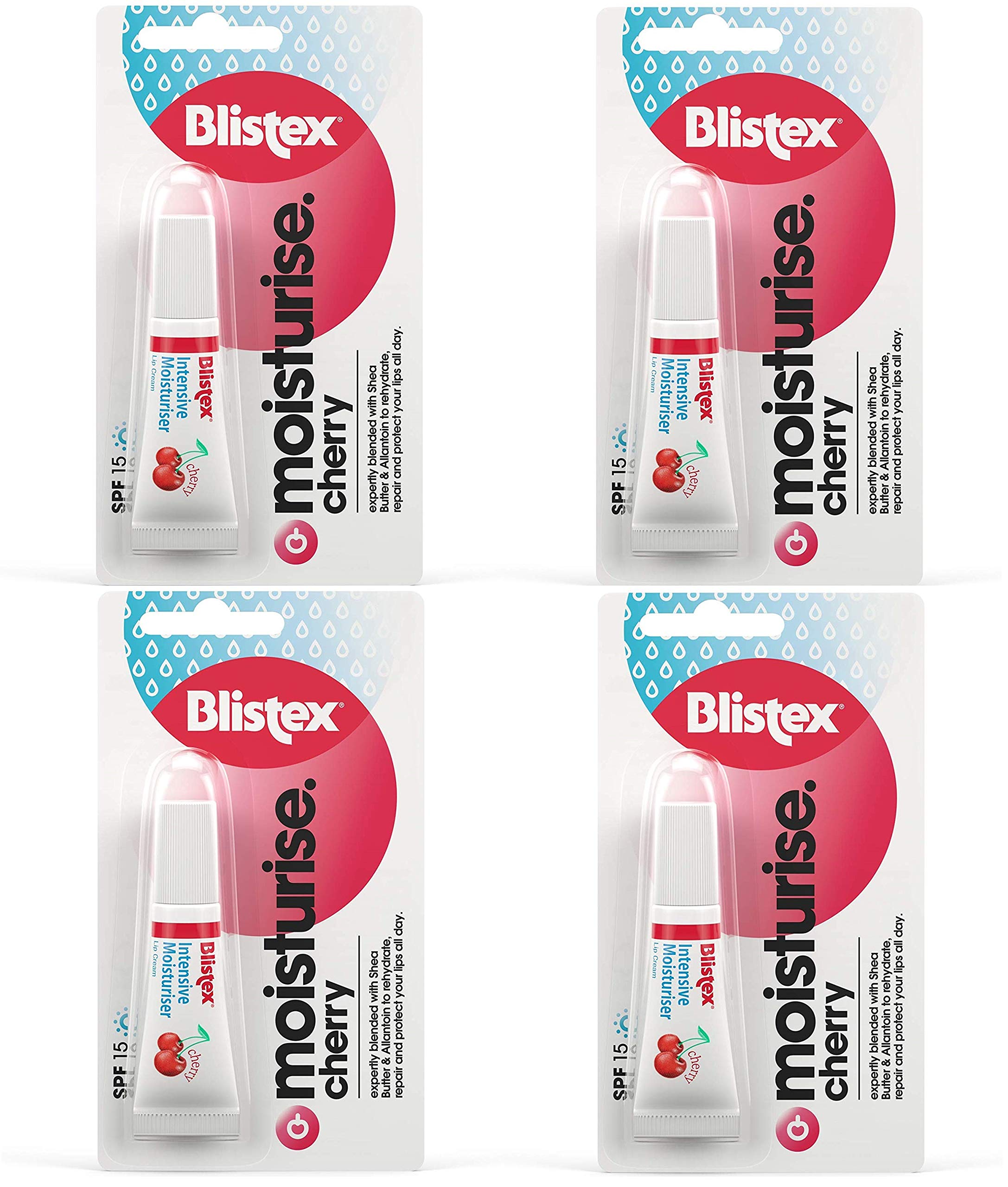 Blistex Intensive Moisturiser Cherry Lip Balm SPF 15 Hydrating & Nourishing Lip Moisturiser 6 ml (Pack of 4)