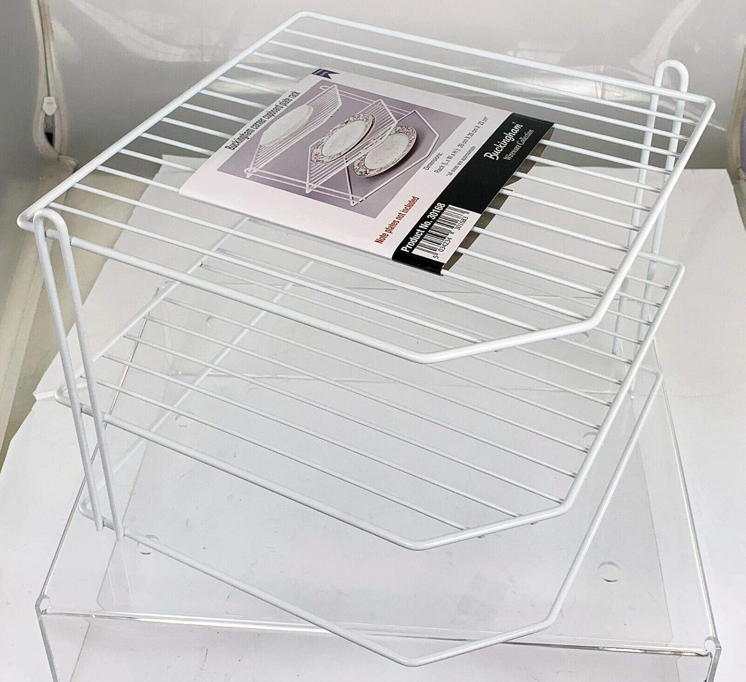 Buckingham 3 Tier White Corner Plate Rack Kitchen Cupboard Storage Organiser Premium Quality Dish Rack Space Saving Shelf Organiser for Bowls Plates & Mugs 28 cm - Image 4