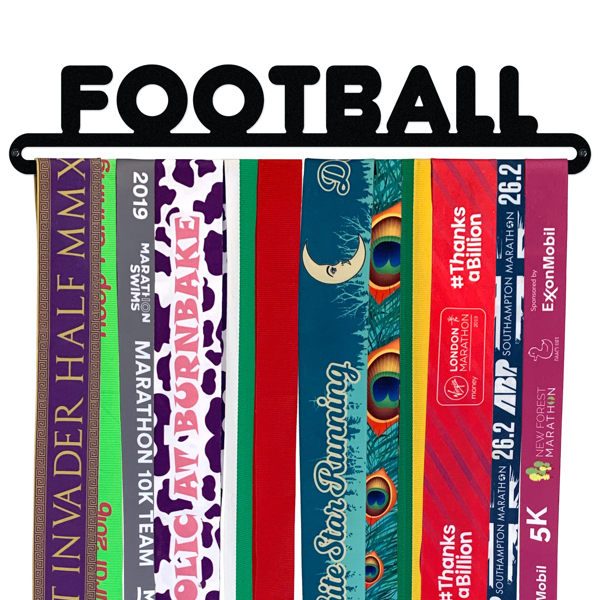 Medal Hanger Display | FOOTBALL | Black Metal | Wall Mounted Medal Holder | Made in Britain