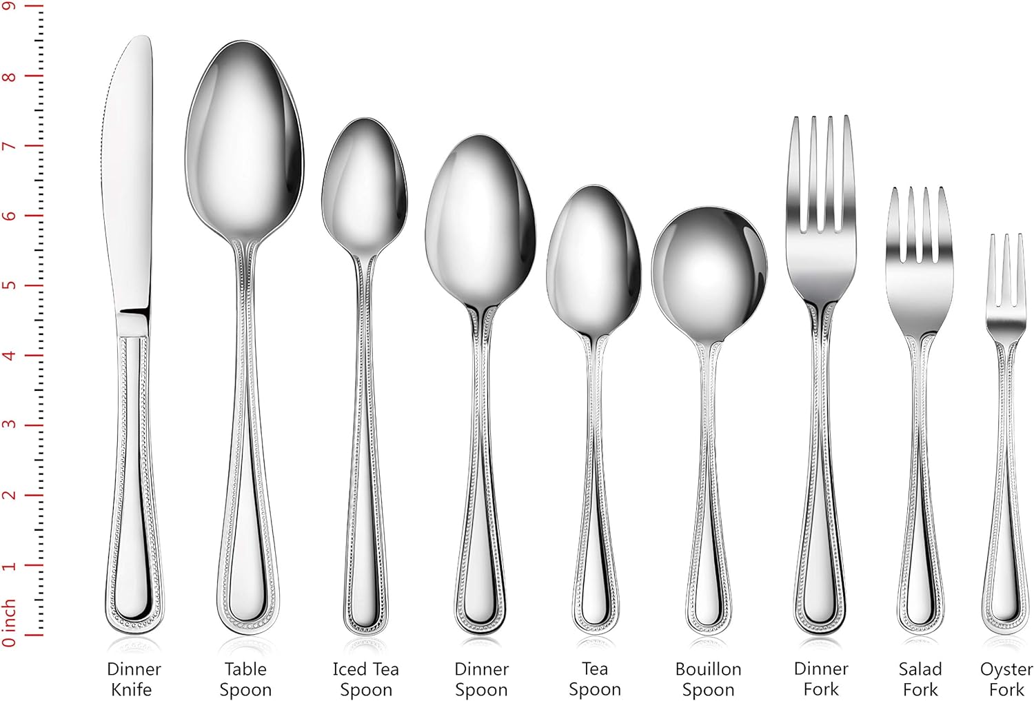  | New Star Foodservice 58444 Bead Pattern, Stainless Steel, Dinner Knife, 8.5-Inch Set of 12: Flatware Sets