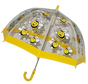 Unbekannt Regenschirm - Biene - Kinderschirm / transparent Ø 70 cm - Kinder Stockschirm - für Mädchen Jungen Schirm Kinderreg